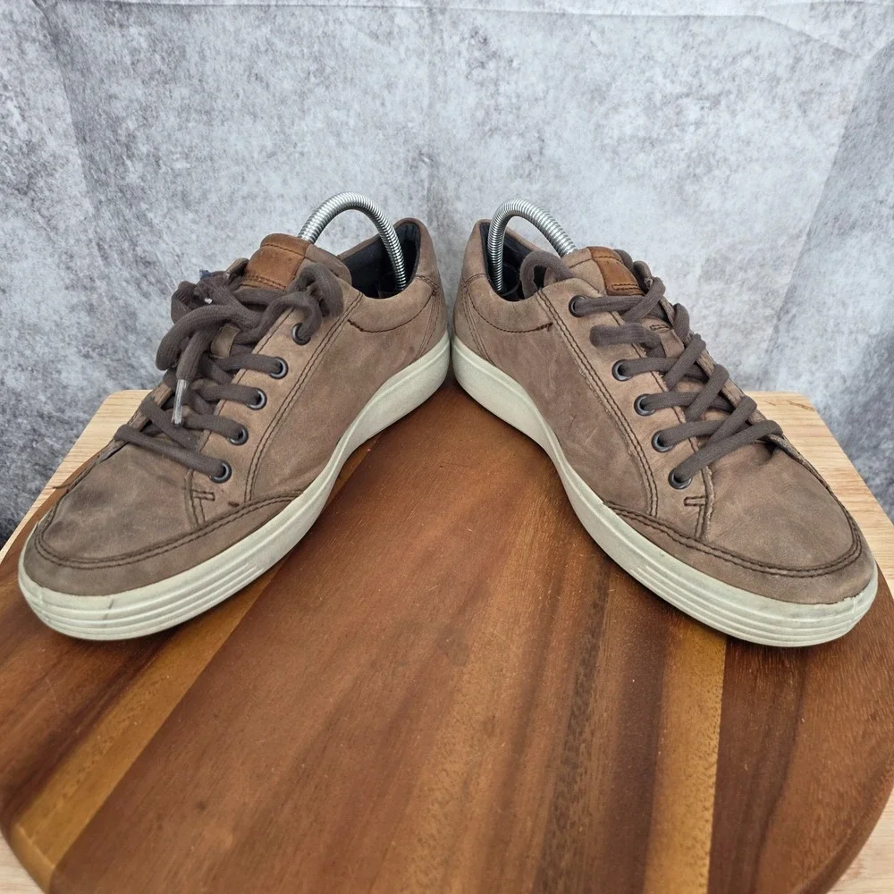 Ecco Soft 7 Sneakers Mens 8‎ / 8.5 Eu 42 Brown Leather Low Top Comfort Shoes *